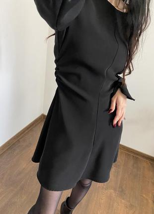 Платье черное с рукавом платье7 фото