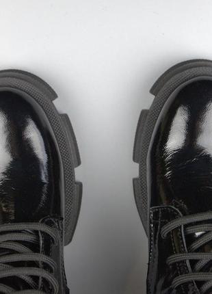 Акция распродажа 37 размер лаковые ботинки кожаные черные на меху женская обувь cosmo shoes new kate lac bs8 фото