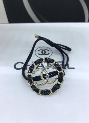 Шовкова гумка тонка з серцем для волосся з логотипом шанель/chanel