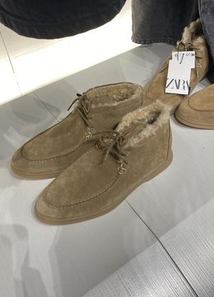 Замшевые ботинки с мехом zara 2174/210