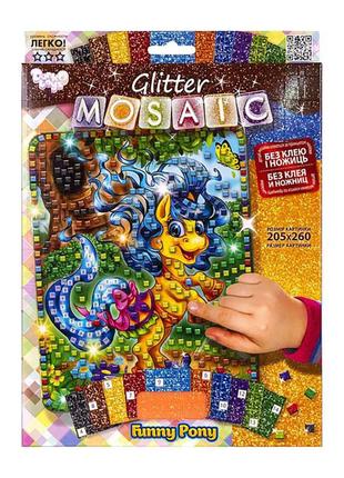 Креативное творчество "glitter mosaic funny pony" бм-03-07 блестящая мозаика