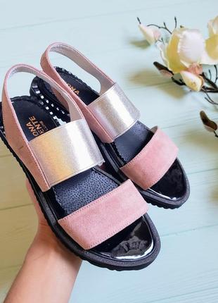 Босоножки замшевые р 36-41 на любой подъем сандалии босоніжки замшеві чёрные пудровые