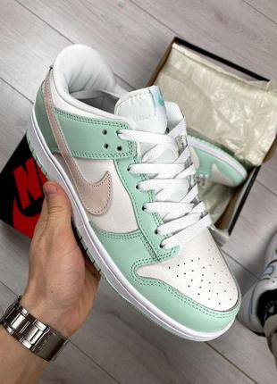 Кроссовки найк данки сб в мятном цвете nike sb dunk low white mint pink