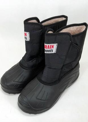 Сапоги мужские дутики утепленные. размер 42, обувь зимняя рабочая для мужчин. цвет: черный4 фото