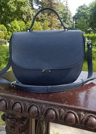 Сумка женская "луна" натуральная кожа, синий флотар