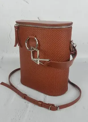 Сумка женская "болеро" "натуральная кожа, 646 глина плетенка