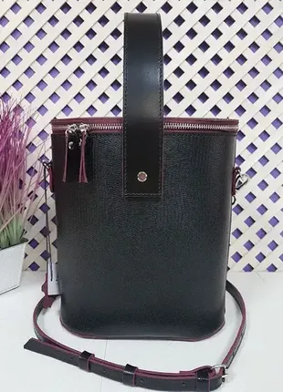 Сумка женская "болеро-классик" натуральная кожа, черная матовая под рептилию