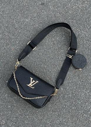 Женская сумка 👜 louis vuitton pochette leather black