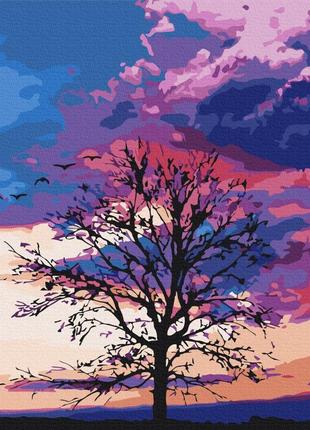 Картини за номерами "осінь на тлі пурпурного неба" розмальовки за цифрами. 40*50 см.україна