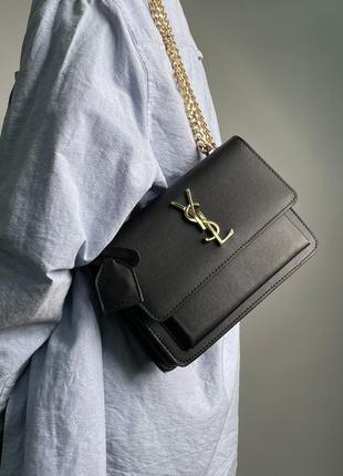 Жіноча сумка 👜 yves saint laurent sunset big chain black/silver big chain black/gold