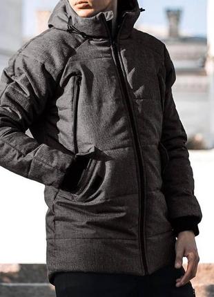 Чоловіча зимова парка сіра до -30 *с куртка подовжена з капюшоном (b)