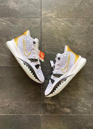 🏀nike kyrie 7 gs rings white metallic gold🏀 кроссовки мужские найк высокие, кроссовки мужское высокие баскетбольное найк9 фото