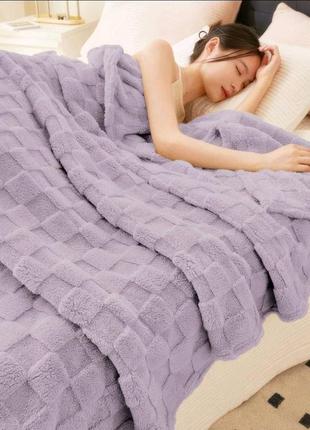 Плед теплый ❤️❄️ 220 × 240 махра плюшева покрывало ковдра шашки евро размер р плюш одеяло кровать диван домашнее белье дом уют текстиль зима