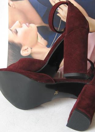 Mante! красивые женские замшевые босоножки туфли каблук 10 см весна лето осень марсала замша 35,39,40 размер5 фото