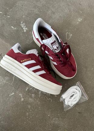 Кроссовки adidas gazelle bold “burgundy” premium