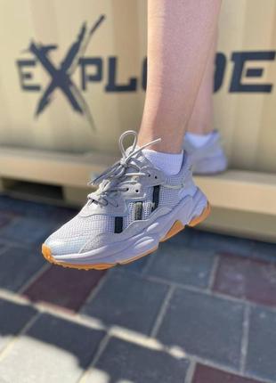 Мужские кроссовки   adidas ozweego adiprene pride grey orange