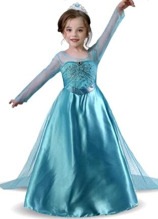 Карнавальное платье принцессы эльзы со шлейфом и короной холодное сердце frozen disney (оригинал)