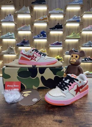 Кроссовки bape sk8 sta pink / red a bathing ape1 фото