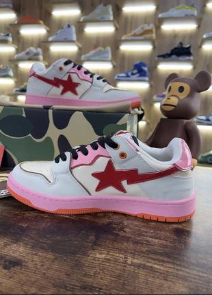 Кроссовки bape sk8 sta pink / red a bathing ape6 фото