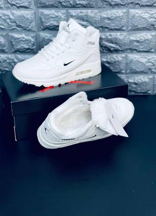 Мужские зимние кроссовки nike air jordan 90 white cat белые с мехом найк джордан +5° -21°мужские 36-463 фото