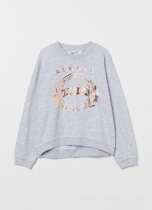 8-10/10-12 р h&amp;m новый фирменный теплый свитшот батник кофта пайта с надписью девочке1 фото