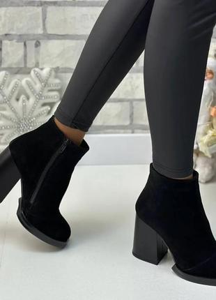 Замшевые сапоги на каблуке зимние 🎄3 фото