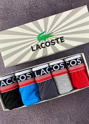 Чоловічі труси 5шт lacoste у подарунковій упаковці.u84