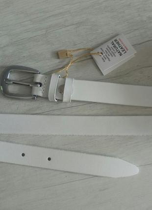 Белый кожаный ремень, ширина 2 см2 фото