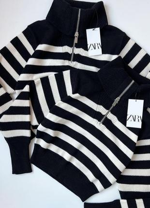 Свитер zara трикотажный на молнии