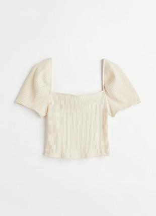 Топ з рукавами-ліхтариками для жінки h&m 1058875-002 s бежевий