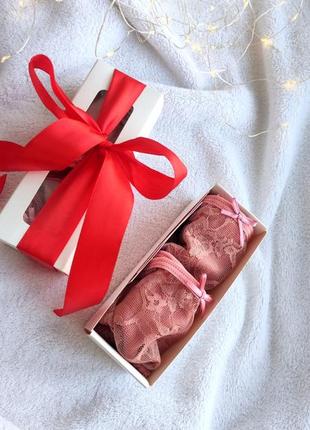 Женские розовые стринги. женское белье, подарочный комплект из 2 шт.1 фото