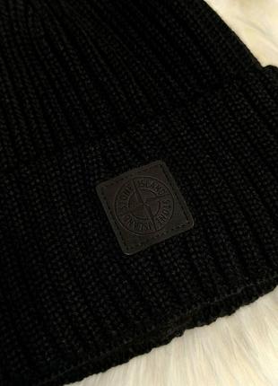 Шапка stone island, шапка чорна стон чоловіча/підліткова купити one size3 фото