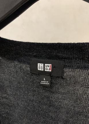 Темно сірий кардиган uniqlo светр джемпер вовняний3 фото