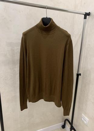 Гольф пуловер uniqlo светр джемпер коричневий вовняний базовий