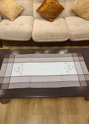 Натуральна льняна молочна з коричневим серветка. салфетка льон