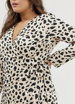 Платье макси с запахом и леопардовым принтом asos design curve6 фото