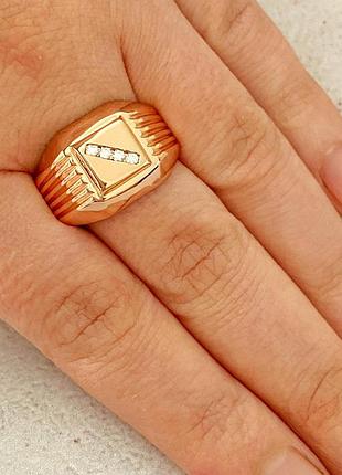 Позолоченная мужская печатка р.19, 20, 21, 22, кольцо, позолота