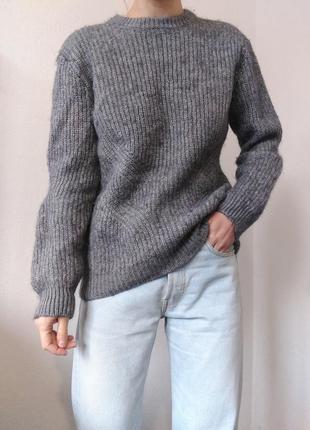 Шерстяной свитер серый джемпер шерсть пуловер альпака реглан лонгслив кофта альпака свитер винтажный джемпер10 фото