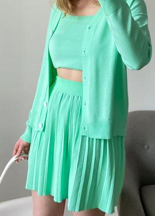 Женская трикотажная юбка со складками плиссе6 фото