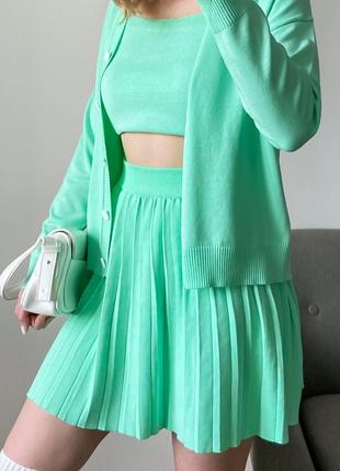 Женская трикотажная юбка со складками плиссе10 фото