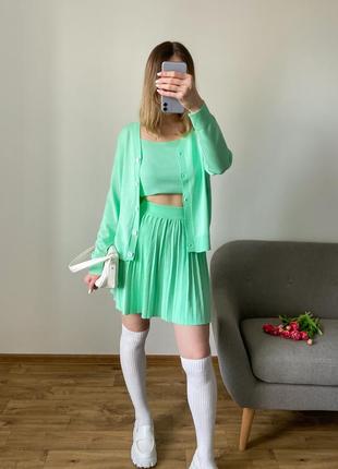 Женская трикотажная юбка со складками плиссе4 фото