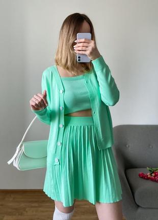 Женская трикотажная юбка со складками плиссе9 фото