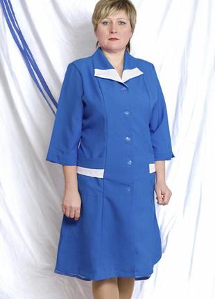Жіночий медичний халат "blue" синій1 фото