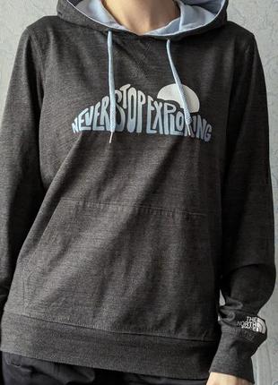 Темно-графитовый серый с голубым худи бренда the north face&nbsp;оригинал10 фото
