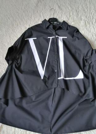 Блузка рубашка туника с удлиненной спинкой