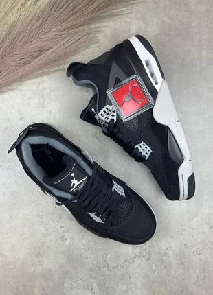 Мужские кроссовки nike air jordan 4 retro se black canvas черного цвета2 фото