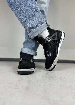 Мужские кроссовки nike air jordan 4 retro se black canvas черного цвета5 фото