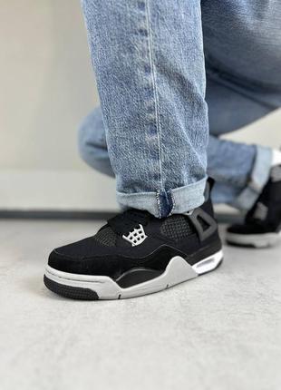 Мужские кроссовки nike air jordan 4 retro se black canvas черного цвета4 фото