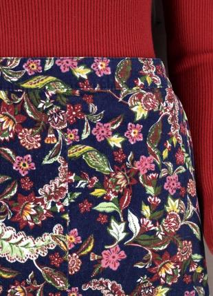 Брендовая юбка "tu" микровельвет с растительным принтом. размер uk18.4 фото