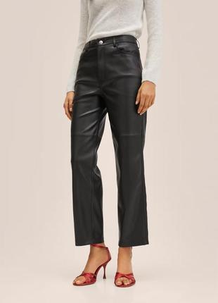 Черные прямые брюки из эко кожи mango - 34, 36, 38, 40, 42